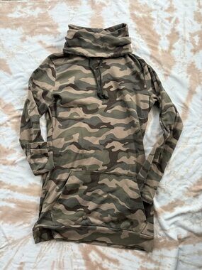 Lily & Lottie Camo Drawstring Cowl Neck Hoodie - Chelsea DeBoer